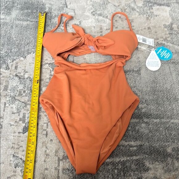 Vibrant Orange One-Piece Swimsuit with Matte Finish - Picture 7 of 11